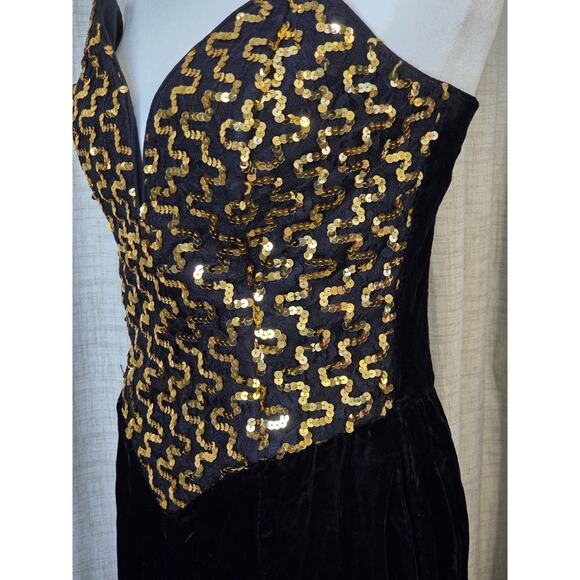 Gunne Sax Jessica Mcclintock dress size 11 black velvet sequins vintage, Glamour - Picture 4 of 8